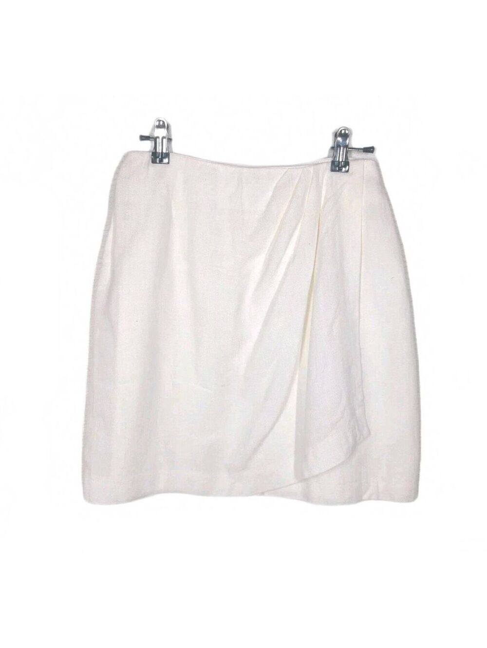 Vtg 1990s Express Wrap Mini Skirt White Linen Swag Front Juniors 5/6 Mall Brand
